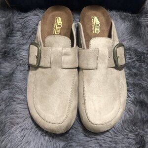 Cliffs by White Mountain Women's Beige Buckle Clog Shoes Textile Upper, Size 10